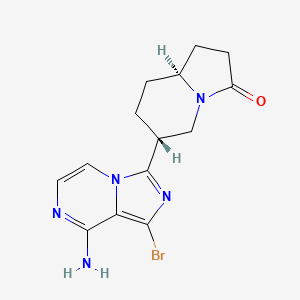 molecular formula C14H16BrN5O B2808830 (6R,8aS)-6-(8-amino-1-bromoimidazo[1,5-a]pyrazin-3-yl)hexahydroindolizin-3(2H)-one CAS No. 1620675-62-8