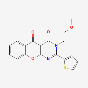 molecular formula C18H14N2O4S B2808841 3-(2-甲氧基乙基)-2-(噻吩-2-基)-3H-咔唑并[2,3-d]嘧啶-4,5-二酮 CAS No. 900293-95-0