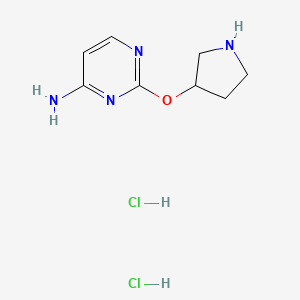 molecular formula C8H14Cl2N4O B2808842 2-吡咯啉-3-氧基嘧啶-4-胺;二盐酸盐 CAS No. 2470441-19-9
