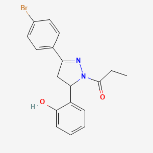 1-(3-(4-bromophenyl)-5-(2-hydroxyphenyl)-4,5-dihydro-1H-pyrazol-1-yl)propan-1-one