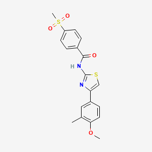 molecular formula C19H18N2O4S2 B2808865 N-(4-(4-methoxy-3-methylphenyl)thiazol-2-yl)-4-(methylsulfonyl)benzamide CAS No. 896339-91-6