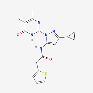 N-(3-cyclopropyl-1-(4,5-dimethyl-6-oxo-1,6-dihydropyrimidin-2-yl)-1H-pyrazol-5-yl)-2-(thiophen-2-yl)acetamide