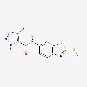 molecular formula C14H14N4OS2 B2808888 1,4-二甲基-N-(2-(甲硫基)苯并[d]噻唑-6-基)-1H-吡唑-5-甲酸酰胺 CAS No. 1207038-72-9
