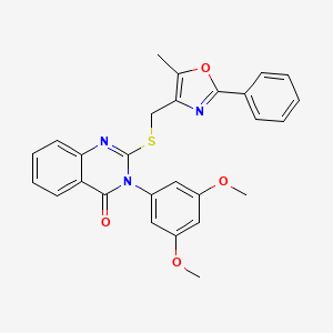 molecular formula C27H23N3O4S B2808902 3-(3,5-dimethoxyphenyl)-2-(((5-methyl-2-phenyloxazol-4-yl)methyl)thio)quinazolin-4(3H)-one CAS No. 1114649-26-1