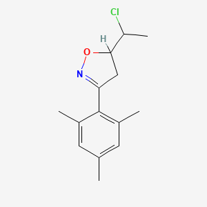 molecular formula C14H18ClNO B2808903 5-(1-Chloroethyl)-3-(2,4,6-trimethylphenyl)-4,5-dihydro-1,2-oxazole CAS No. 1556157-23-3