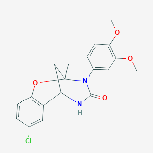 molecular formula C19H19ClN2O4 B2808919 8-chloro-3-(3,4-dimethoxyphenyl)-2-methyl-2,3,5,6-tetrahydro-4H-2,6-methano-1,3,5-benzoxadiazocin-4-one CAS No. 899784-42-0