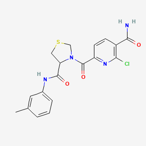 molecular formula C18H17ClN4O3S B2808921 2-Chloro-6-{4-[(3-methylphenyl)carbamoyl]-1,3-thiazolidine-3-carbonyl}pyridine-3-carboxamide CAS No. 2094066-96-1