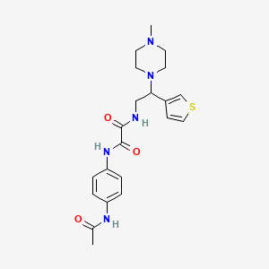molecular formula C21H27N5O3S B2808944 N1-(4-acetamidophenyl)-N2-(2-(4-methylpiperazin-1-yl)-2-(thiophen-3-yl)ethyl)oxalamide CAS No. 946247-65-0