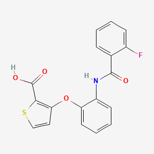 molecular formula C18H12FNO4S B2808945 3-{2-[(2-氟苯甲酰)氨基]苯氧基}-2-噻吩羧酸 CAS No. 900019-03-6