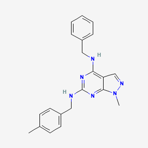 molecular formula C21H22N6 B2808951 4-N-benzyl-1-methyl-6-N-[(4-methylphenyl)methyl]pyrazolo[3,4-d]pyrimidine-4,6-diamine CAS No. 897619-20-4