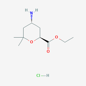 Ethyl (2S,4R)-4-amino-6,6-dimethyloxane-2-carboxylate;hydrochloride
