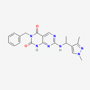 molecular formula C20H21N7O2 B2808969 3-benzyl-7-{[1-(1,3-dimethyl-1H-pyrazol-4-yl)ethyl]amino}pyrimido[4,5-d]pyrimidine-2,4(1H,3H)-dione CAS No. 1396686-76-2