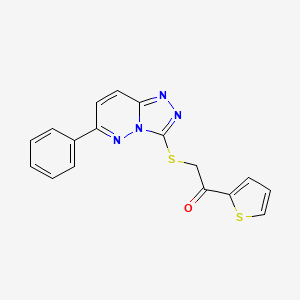 molecular formula C17H12N4OS2 B2808973 2-[(6-苯基-[1,2,4]三唑并[4,3-b]吡啶-3-基)硫代基]-1-硫代苯-2-基乙酮 CAS No. 894037-01-5