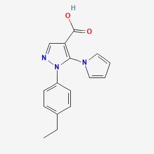 molecular formula C16H15N3O2 B2808982 1-(4-ethylphenyl)-5-(1H-pyrrol-1-yl)-1H-pyrazole-4-carboxylic acid CAS No. 1239765-18-4