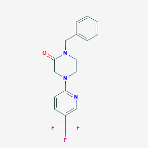 molecular formula C17H16F3N3O B2808983 1-Benzyl-4-[5-(trifluoromethyl)pyridin-2-yl]piperazin-2-one CAS No. 2415628-83-8