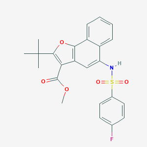 molecular formula C24H22FNO5S B280899 Methyl 2-tert-butyl-5-{[(4-fluorophenyl)sulfonyl]amino}naphtho[1,2-b]furan-3-carboxylate 