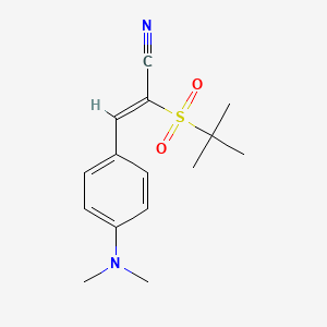 molecular formula C15H20N2O2S B2808991 3-(4-(Dimethylamino)phenyl)-2-((tert-butyl)sulfonyl)prop-2-enenitrile CAS No. 1025143-31-0