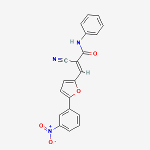 molecular formula C20H13N3O4 B2809009 2-Cyano-3-[5-(3-nitro-phenyl)-furan-2-yl]-N-phenyl-acrylamide CAS No. 313520-63-7