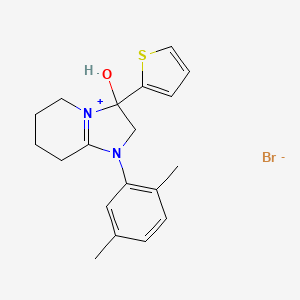 1-(2,5-Dimethylphenyl)-3-hydroxy-3-(thiophen-2-yl)-2,3,5,6,7,8-hexahydroimidazo[1,2-a]pyridin-1-ium bromide