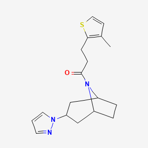1-((1R,5S)-3-(1H-pyrazol-1-yl)-8-azabicyclo[3.2.1]octan-8-yl)-3-(3-methylthiophen-2-yl)propan-1-one