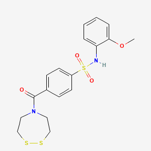 4-(1,2,5-dithiazepane-5-carbonyl)-N-(2-methoxyphenyl)benzene-1-sulfonamide