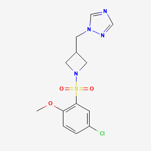 molecular formula C13H15ClN4O3S B2809022 1-((1-((5-氯-2-甲氧基苯基)磺酰)氮杂丙环-3-基)甲基)-1H-1,2,4-三唑 CAS No. 2320641-43-6