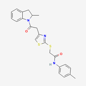 2-((4-(2-(2-methylindolin-1-yl)-2-oxoethyl)thiazol-2-yl)thio)-N-(p-tolyl)acetamide