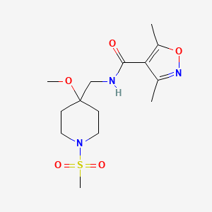 molecular formula C14H23N3O5S B2809026 N-[(1-methanesulfonyl-4-methoxypiperidin-4-yl)methyl]-3,5-dimethyl-1,2-oxazole-4-carboxamide CAS No. 2415452-44-5