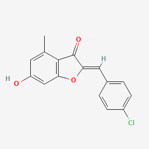 molecular formula C16H11ClO3 B2809029 2-[(4-Chlorophenyl)methylene]-6-hydroxy-4-methylbenzo[b]furan-3-one CAS No. 903868-79-1
