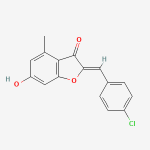 molecular formula C16H11ClO3 B2809029 2-[(4-氯苯基)甲亚烯]-6-羟基-4-甲基苯并[b]呋喃-3-酮 CAS No. 903868-79-1