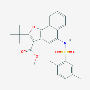 molecular formula C26H27NO5S B280904 Methyl 2-tert-butyl-5-{[(2,5-dimethylphenyl)sulfonyl]amino}naphtho[1,2-b]furan-3-carboxylate 