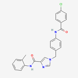 molecular formula C25H21ClN4O2 B2809044 1-(4-(4-chlorobenzamido)benzyl)-N-(o-tolyl)-1H-imidazole-4-carboxamide CAS No. 1251623-64-9