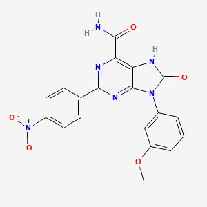 molecular formula C19H14N6O5 B2809053 9-(3-methoxyphenyl)-2-(4-nitrophenyl)-8-oxo-8,9-dihydro-7H-purine-6-carboxamide CAS No. 899741-87-8