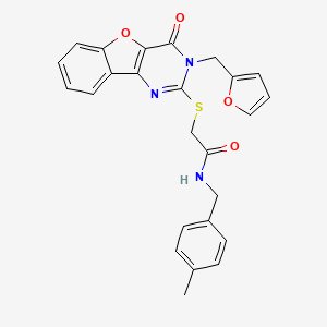 molecular formula C25H21N3O4S B2809074 2-{[3-(2-呋喃甲基)-4-氧代-3,4-二氢[1]苯并呋喃[3,2-d]嘧啶-2-基]硫代}-N-(4-甲基苯基)乙酰胺 CAS No. 902904-57-8