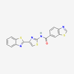 molecular formula C18H10N4OS3 B2809090 N-(4-(1,3-苯并噻唑-2-基)-1,3-噻唑-2-基)-1,3-苯并噻唑-6-羧酰胺 CAS No. 681173-93-3