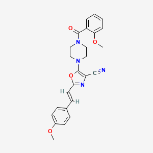 molecular formula C25H24N4O4 B2809095 (E)-5-(4-(2-methoxybenzoyl)piperazin-1-yl)-2-(4-methoxystyryl)oxazole-4-carbonitrile CAS No. 940988-48-7