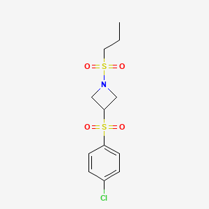 molecular formula C12H16ClNO4S2 B2809105 3-((4-Chlorophenyl)sulfonyl)-1-(propylsulfonyl)azetidine CAS No. 1797020-96-2