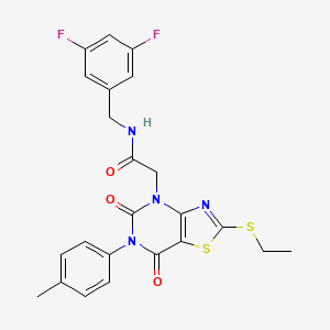 molecular formula C23H20F2N4O3S2 B2809111 N-(3,5-difluorobenzyl)-2-(2-(ethylthio)-5,7-dioxo-6-(p-tolyl)-6,7-dihydrothiazolo[4,5-d]pyrimidin-4(5H)-yl)acetamide CAS No. 1251549-77-5