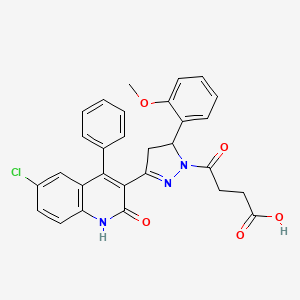 molecular formula C29H24ClN3O5 B2809114 4-[3-(6-chloro-2-hydroxy-4-phenylquinolin-3-yl)-5-(2-methoxyphenyl)-4,5-dihydro-1H-pyrazol-1-yl]-4-oxobutanoic acid CAS No. 312586-96-2