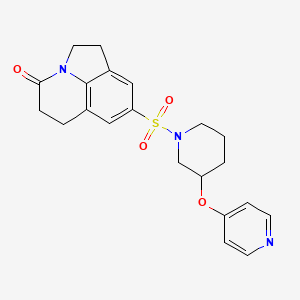 molecular formula C21H23N3O4S B2809116 8-((3-(pyridin-4-yloxy)piperidin-1-yl)sulfonyl)-5,6-dihydro-1H-pyrrolo[3,2,1-ij]quinolin-4(2H)-one CAS No. 2034500-42-8