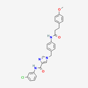 molecular formula C27H25ClN4O3 B2809125 N-(3-chlorophenyl)-1-(4-(3-(4-methoxyphenyl)propanamido)benzyl)-1H-imidazole-4-carboxamide CAS No. 1251572-44-7