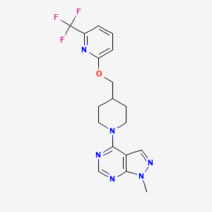 molecular formula C18H19F3N6O B2809127 2-[(1-{1-methyl-1H-pyrazolo[3,4-d]pyrimidin-4-yl}piperidin-4-yl)methoxy]-6-(trifluoromethyl)pyridine CAS No. 2200112-56-5