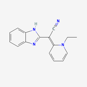 molecular formula C16H14N4 B2809128 (2E)-1H-benzimidazol-2-yl(1-ethylpyridin-2(1H)-ylidene)ethanenitrile CAS No. 1381866-80-3