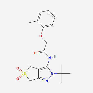 molecular formula C18H23N3O4S B2809145 N-(2-tert-butyl-5,5-dioxo-4,6-dihydrothieno[3,4-c]pyrazol-3-yl)-2-(2-methylphenoxy)acetamide CAS No. 893924-18-0