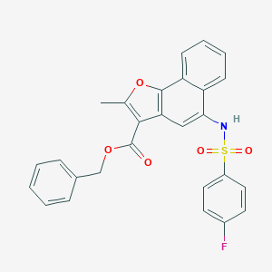 molecular formula C27H20FNO5S B280915 Benzyl 5-{[(4-fluorophenyl)sulfonyl]amino}-2-methylnaphtho[1,2-b]furan-3-carboxylate 