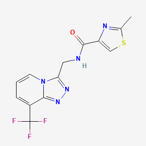 molecular formula C13H10F3N5OS B2809152 2-甲基-N-((8-(三氟甲基)-[1,2,4]三唑[4,3-a]吡啶-3-基)甲基)噻唑-4-甲酰胺 CAS No. 1903602-01-6