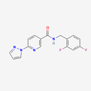 molecular formula C16H12F2N4O B2809160 N-(2,4-difluorobenzyl)-6-(1H-pyrazol-1-yl)nicotinamide CAS No. 1251619-11-0