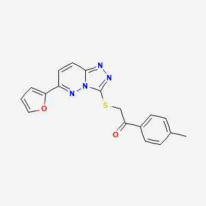 molecular formula C18H14N4O2S B2809174 2-((6-(Furan-2-yl)-[1,2,4]triazolo[4,3-b]pyridazin-3-yl)thio)-1-(p-tolyl)ethanone CAS No. 891099-51-7