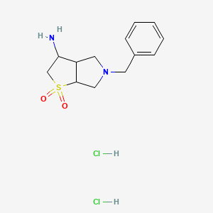 molecular formula C13H20Cl2N2O2S B2809178 3-Amino-5-benzylhexahydro-2H-thieno[2,3-c]pyrrole 1,1-dioxide dihydrochloride CAS No. 2225144-38-5