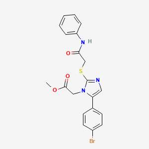 molecular formula C20H18BrN3O3S B2809180 methyl 2-(5-(4-bromophenyl)-2-((2-oxo-2-(phenylamino)ethyl)thio)-1H-imidazol-1-yl)acetate CAS No. 1207020-83-4